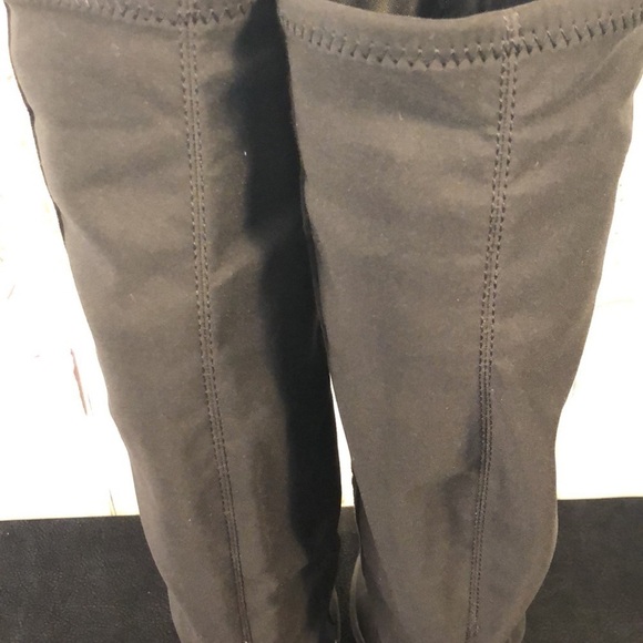 UNISA Faux Suede and Stretch Fabric Black Lug Sole Boots Size 7 - Picture 7 of 11